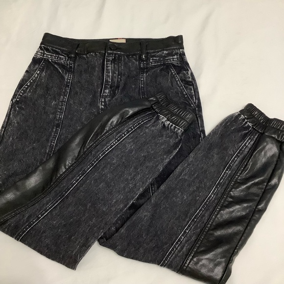 Alice + Olívia Jenny Vegan Leather Combo Jeans size 26 NWT (W629) - Picture 10 of 16
